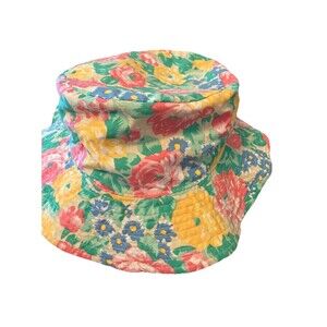 Baar & Beards Floral Bucket Hat Vintage Tan Base Multicolor Flowers 100% Cotton